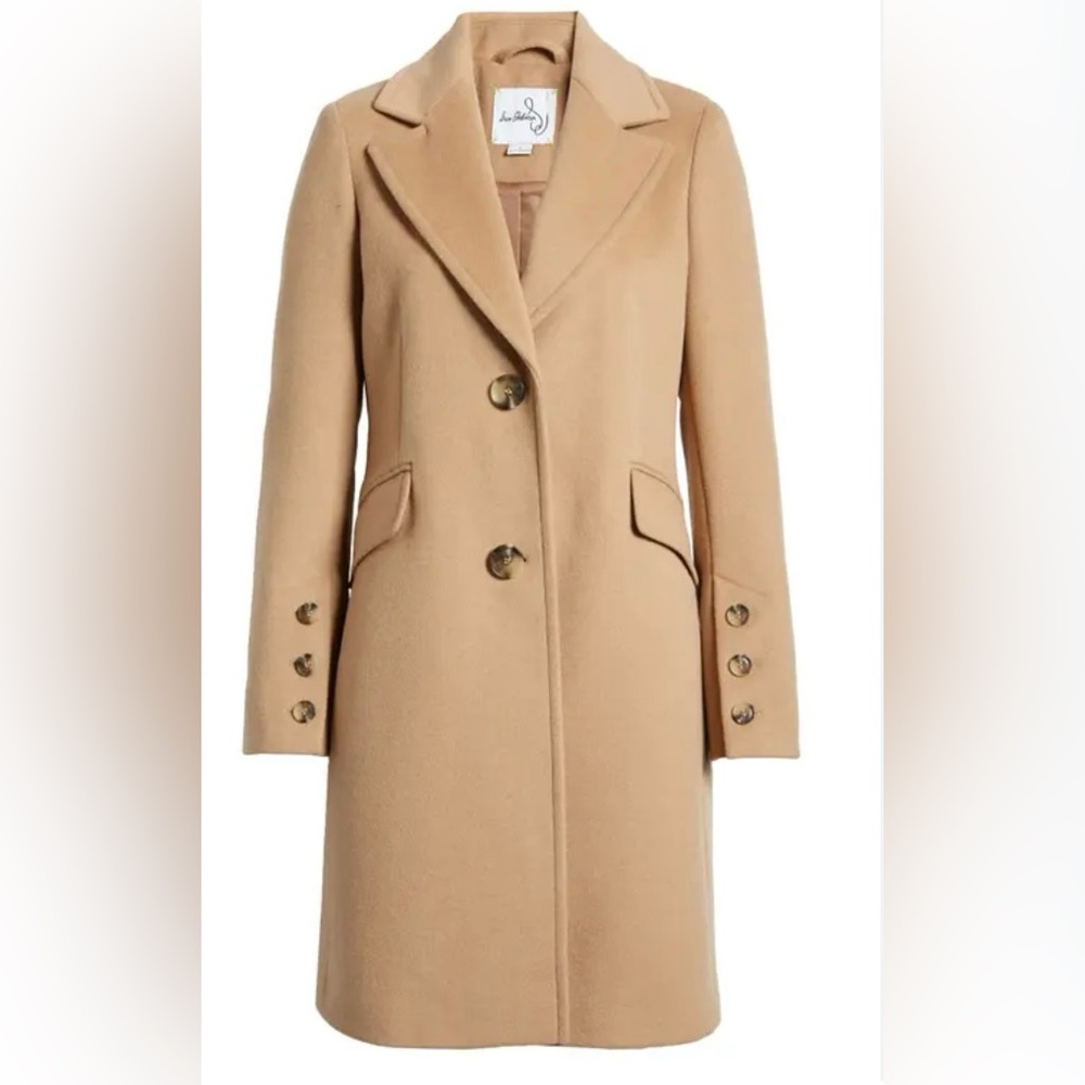 Sam Edelman Wool Blend Camel Coat Single Breasted New W Tags Size 8